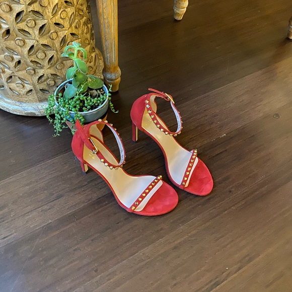 New STUART WEITZMAN Whatastud Nudistsong Suede Heels Red Heels - Picture 3 of 13